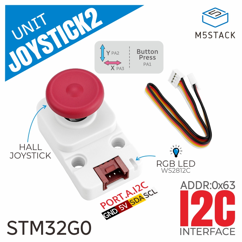 Diy Electronics Kits - M5Stack Joystick I2c resmi 2 Unit(STM32G030)