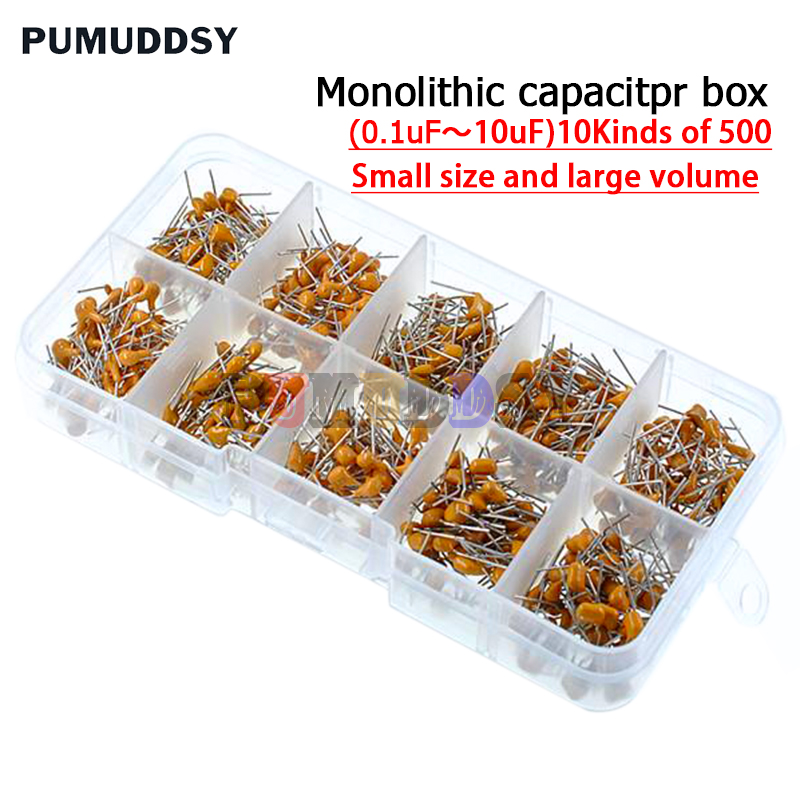 Capacitor Kit Assortment - 500 buah/Lot 10 nilai * 50