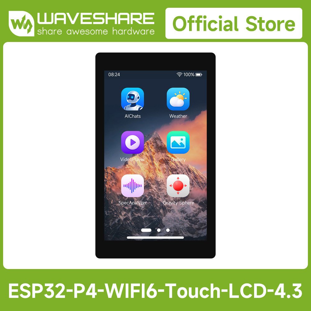 Diy Electronics Kits - Waveshare ESP32-P4-WIFI6 Papan Pengembangan 4,3 inci,