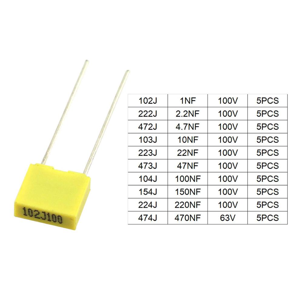 50 Buah/Lot 10 Nilai Polypropy - Capacitor Kit Assortment ulasan dan harga