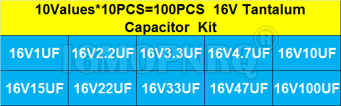 100PCS 10Value*10Pcs 16V Tanta - Capacitor Kit Assortment ulasan dan harga